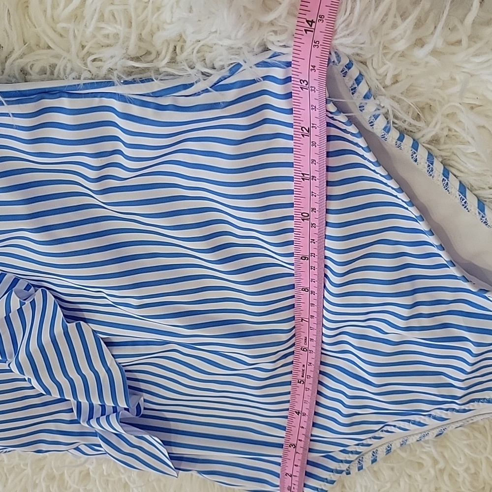 Neck Ruffle Swimsuits for Women Cute Striped Bathing Suits Wrap High Cut One Pie - Picture 7 of 9
